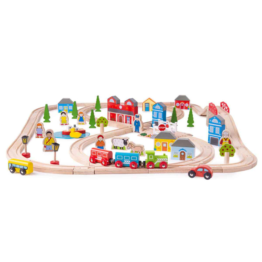 Bigjigs | Town and Country Train Set | ChocoLoons