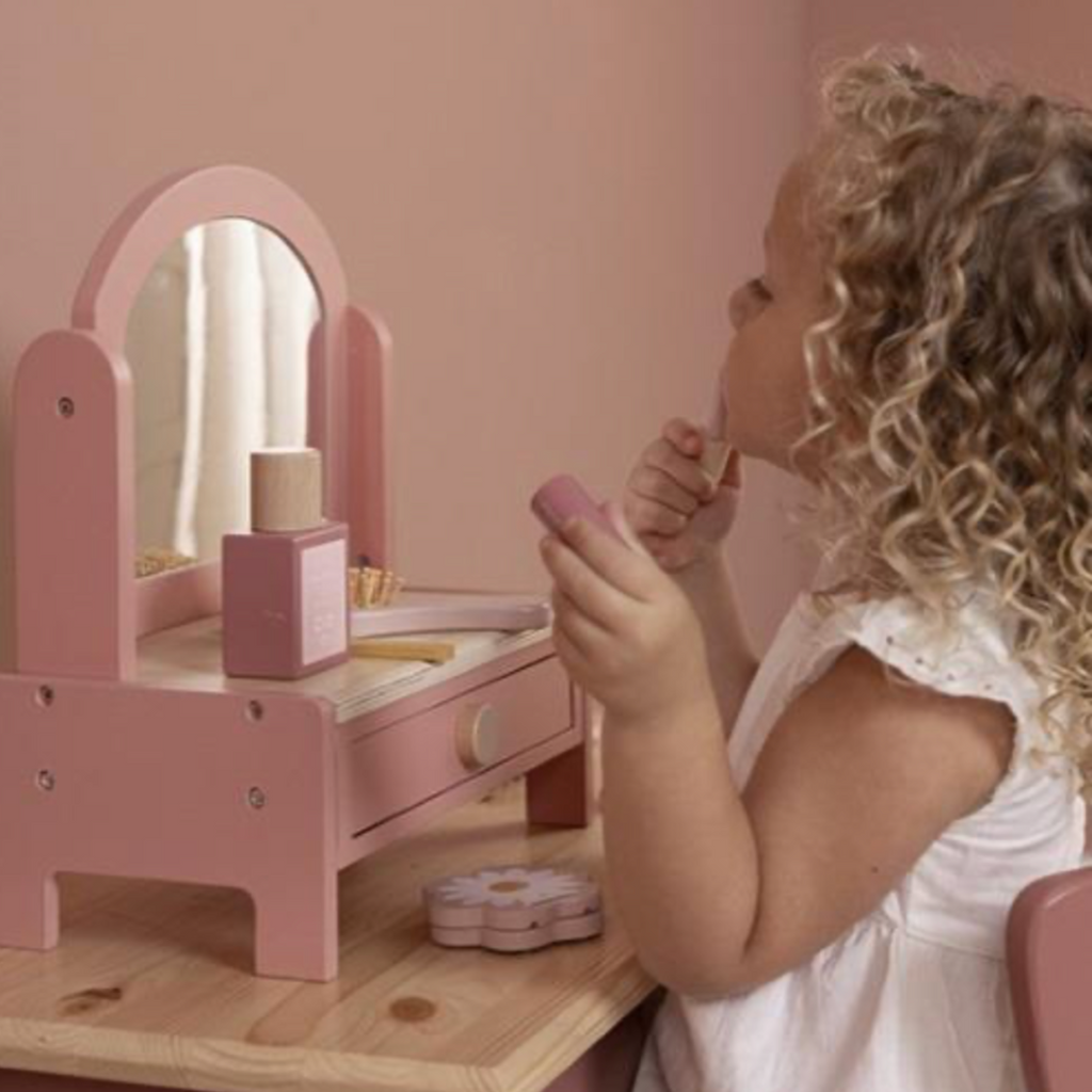 Little Dutch | Little Girl Playing With Wooden Vanity Table | ChocoLoons