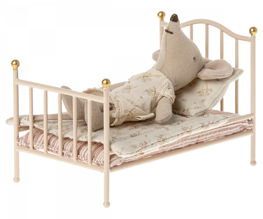 Maileg Mouse Lying In Miniature Vintage Bed | ChocoLoons