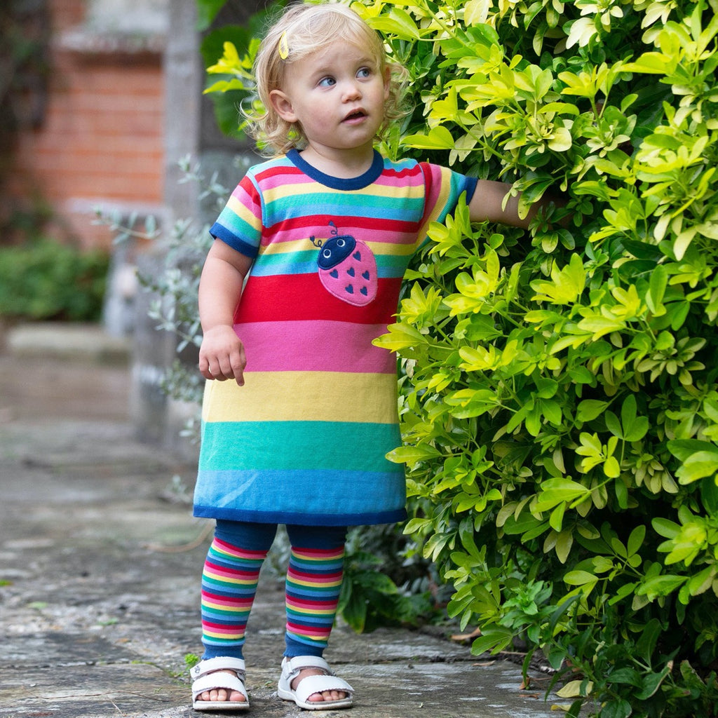 Girl Wearing Kite Rainbow Knit Dress | ChocoLoons
