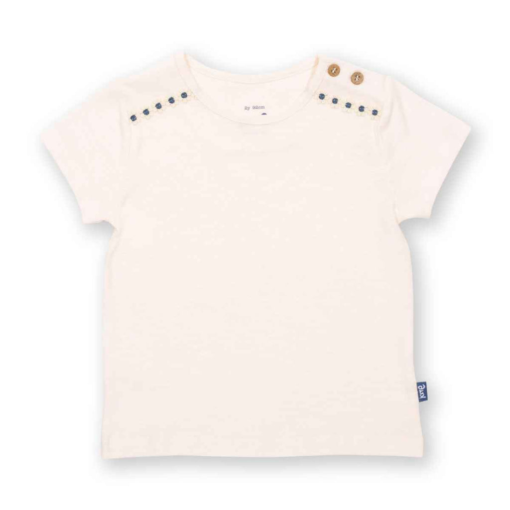Kite Clothing | Cream T-shirt With Daisy Detail | Front View | ChocoLoons