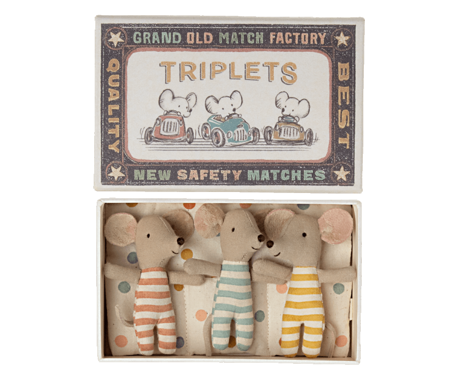 Maileg Triplets | Baby Mice In Matchbox | ChocoLoons