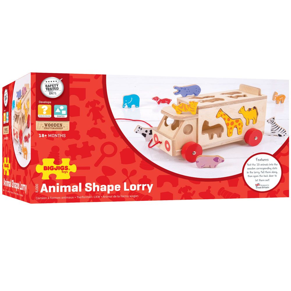 Bigjigs Wooden Animal Shape Lorry | Boxed View | Chocoloons