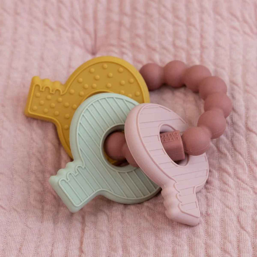 Little Dutch | Pink Teething Keychain Toy | Baby Teether | ChocoLoons