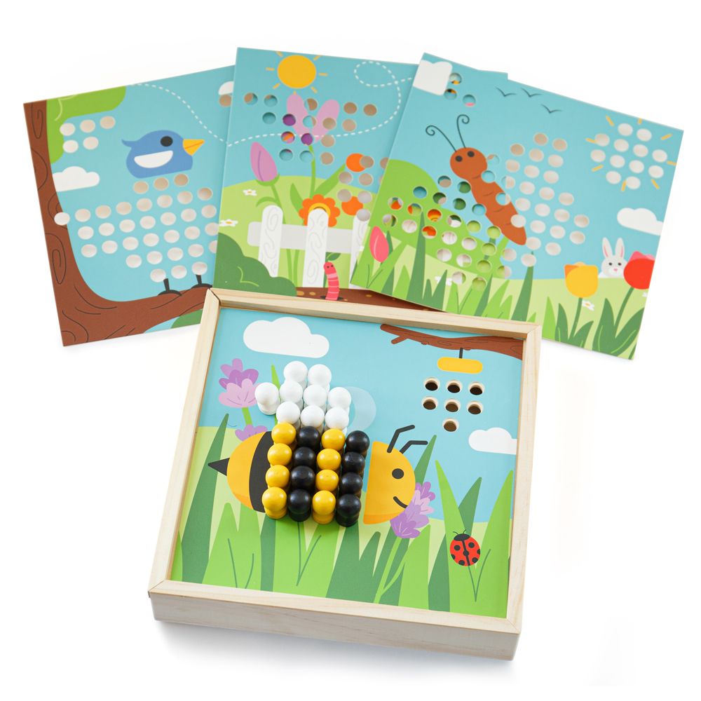 Bigjigs Garden Peg Board | With 4 Garden Scene Boards | Chocoloons