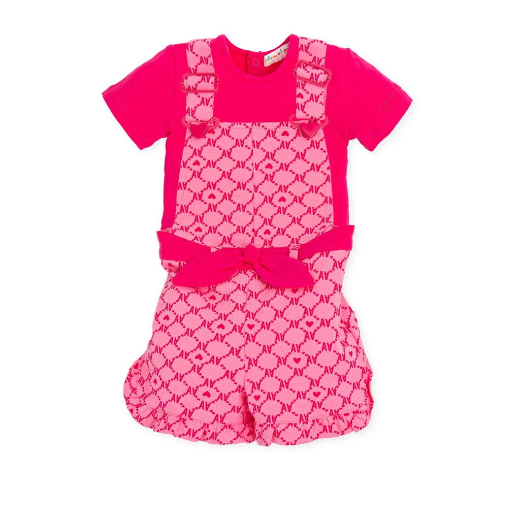 Agatha Ruiz De La Prada Baby | Dungaree Shorts With T-Shirt | Front View | ChocoLoons