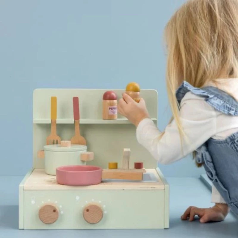 Girl Playing With Little Dutch Mini Wooden Kitchen | ChocoLoons