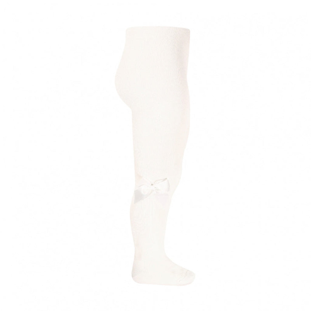 Cóndor | Cotton Tights with Grosgrain Bow | Soft White | Chocoloons