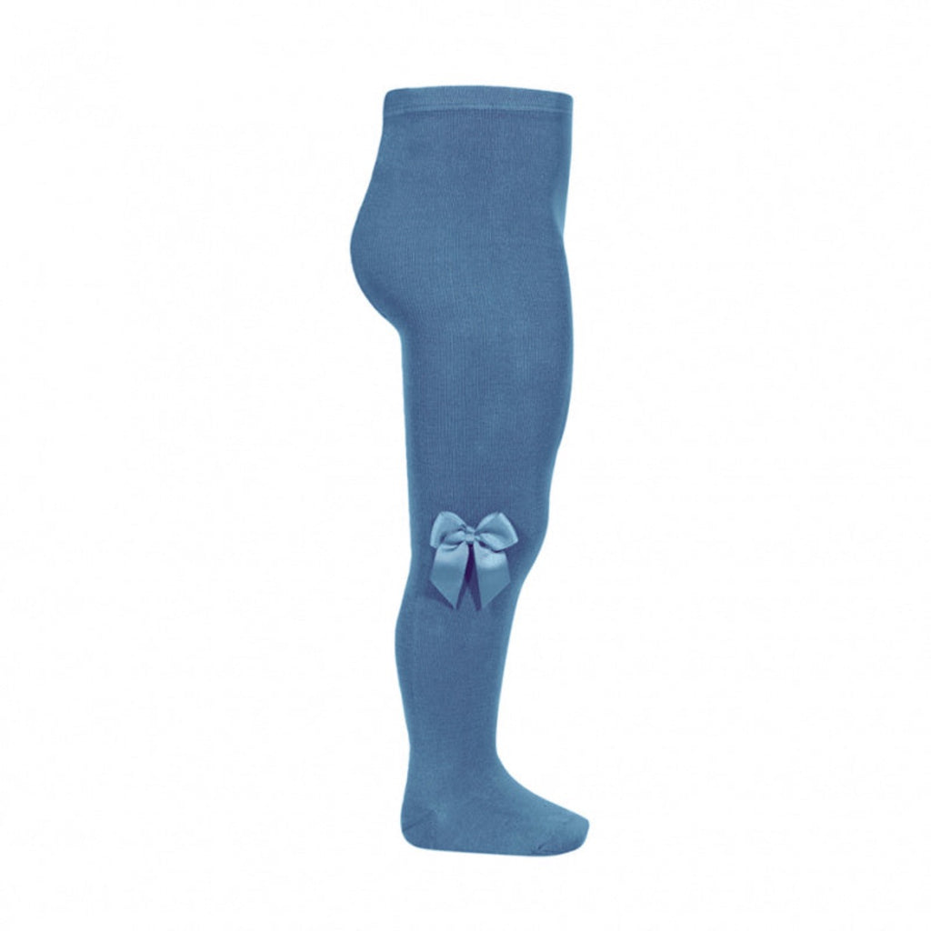 Cóndor | Cotton Tights with Grosgrain Bow | French Blue | Chocoloons