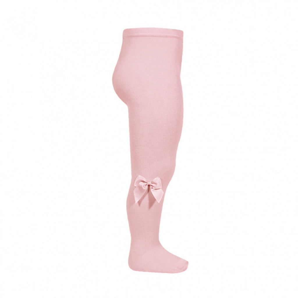 Cóndor | Cotton Tights with Grosgrain Bow | Pale Pink | Chocoloons