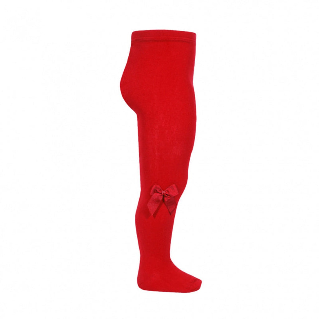Cóndor | Cotton Tights with Grosgrain Bow | Red | Chocoloons