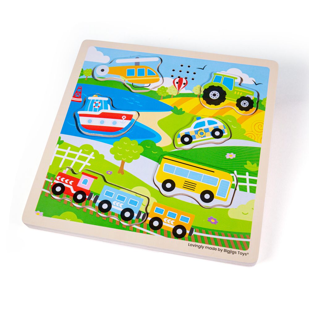 Bigjigs Wooden Transport Sound Puzzle | Chocoloons