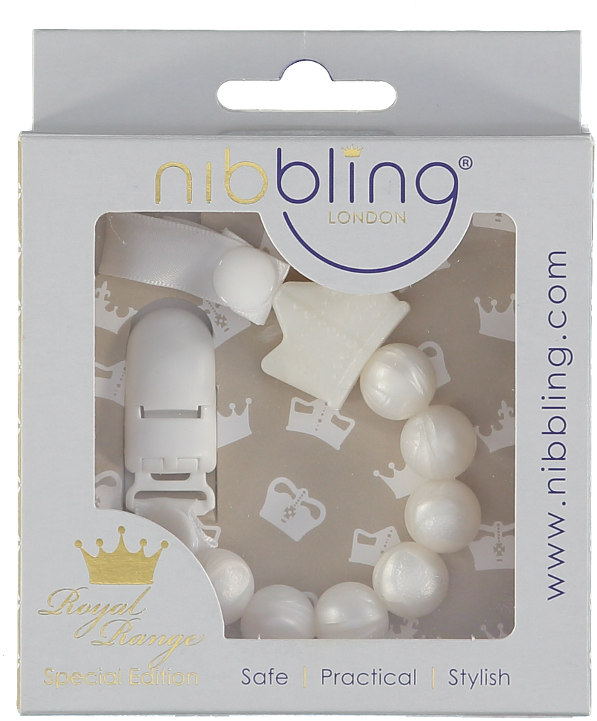 Nibbling Royal Tiara Pearl Dummy Clip | Boxed | Chocoloons