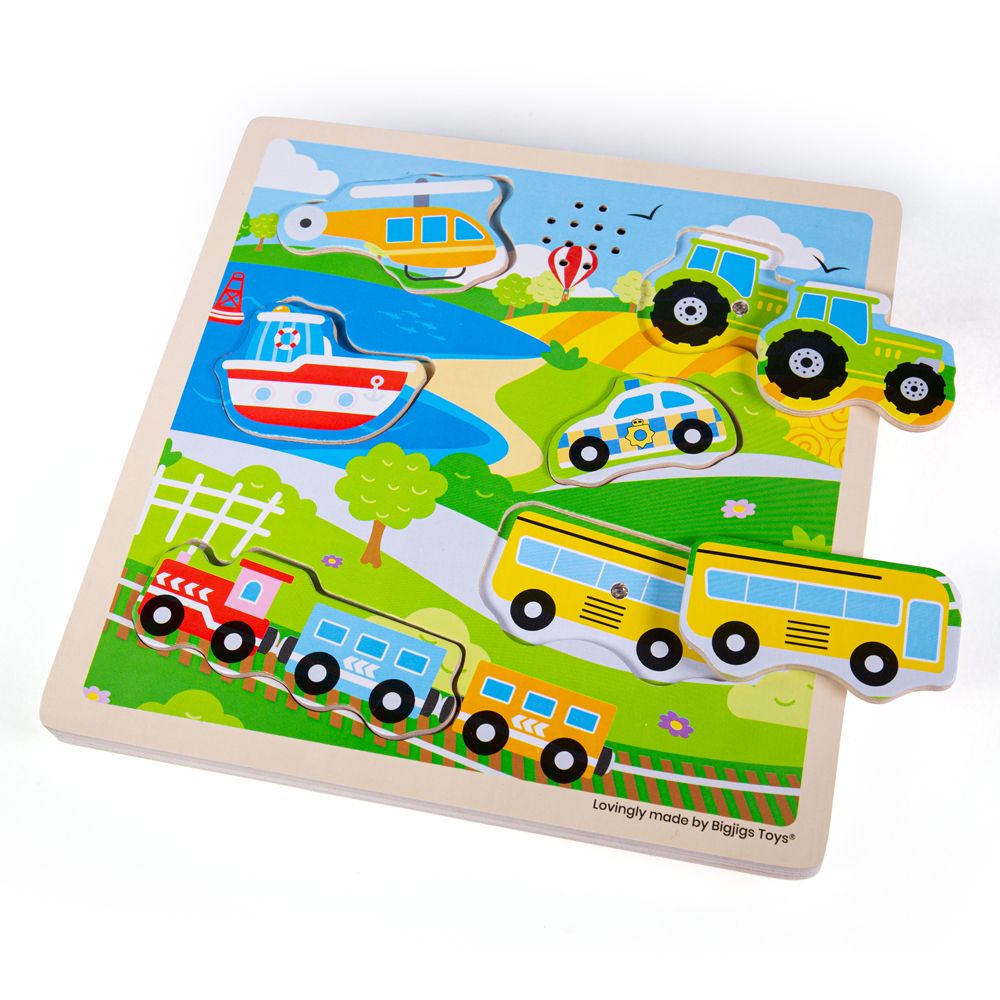 Bigjigs Wooden Transport Sound Puzzle | 5 Pieces | Chocoloons