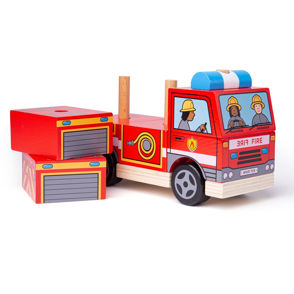 Bigjigs Wooden Stacking Fire Engine Toy | Chocoloons