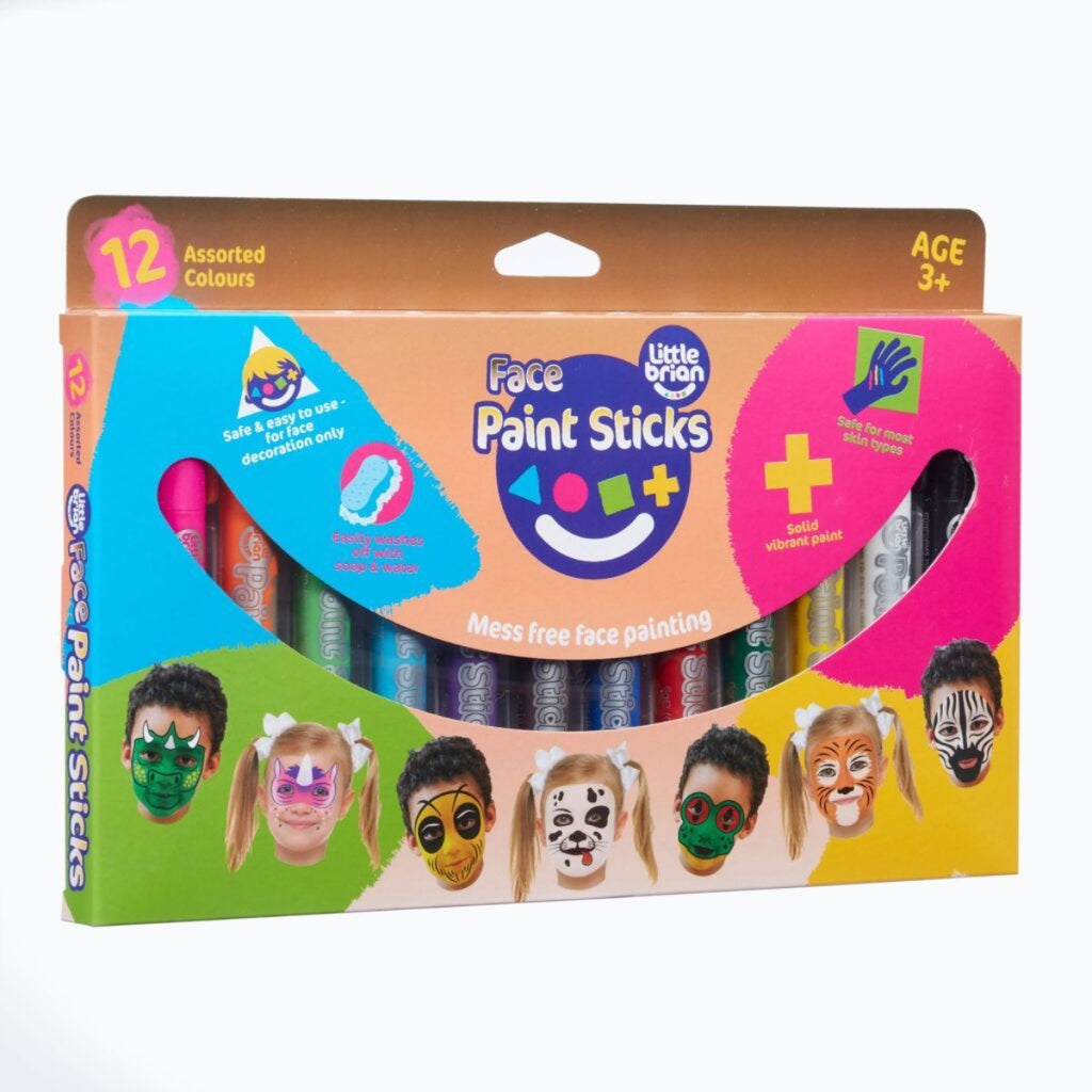 Little Brian-Face Paint Sticks 12 Assorted Colours | Front view of the box | Chocoloons