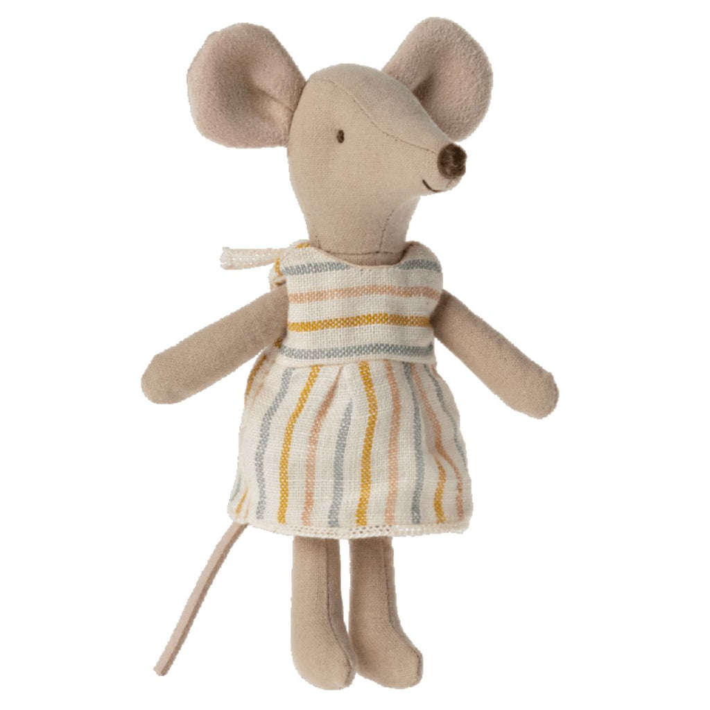 Maileg | Small mouse soft toy in a striped dress | Chocoloons 