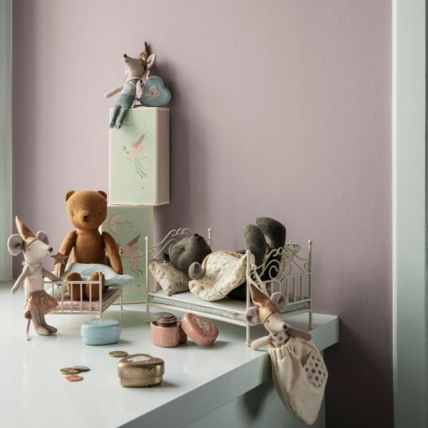 Maileg | Lifestyle image of the blue and pink Maileg tooth fairy mice surrounded by other Maileg products | Chocoloons Toys