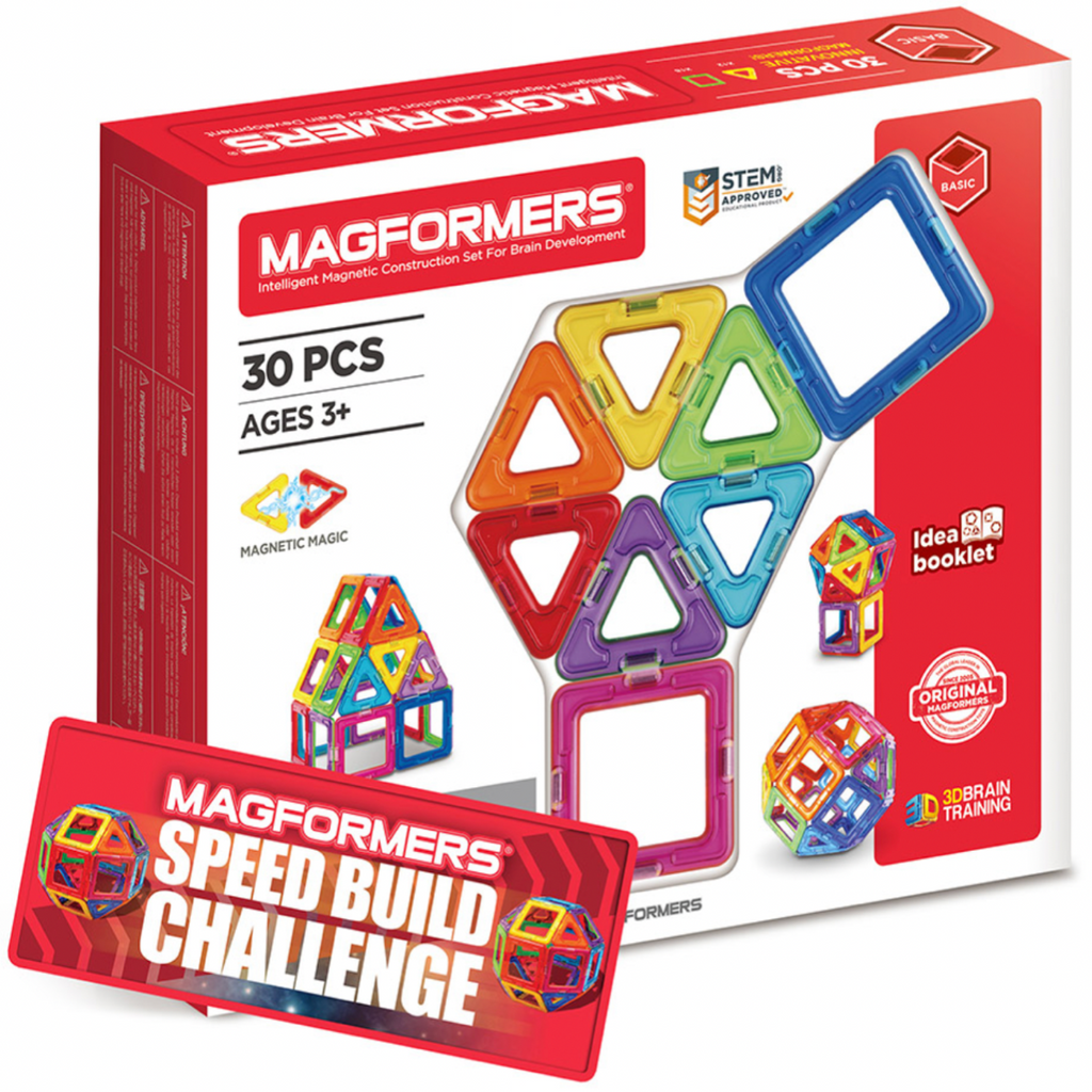 Magformers | 30 Piece | Includes Idea Booklet | Front View | ChocoLoons