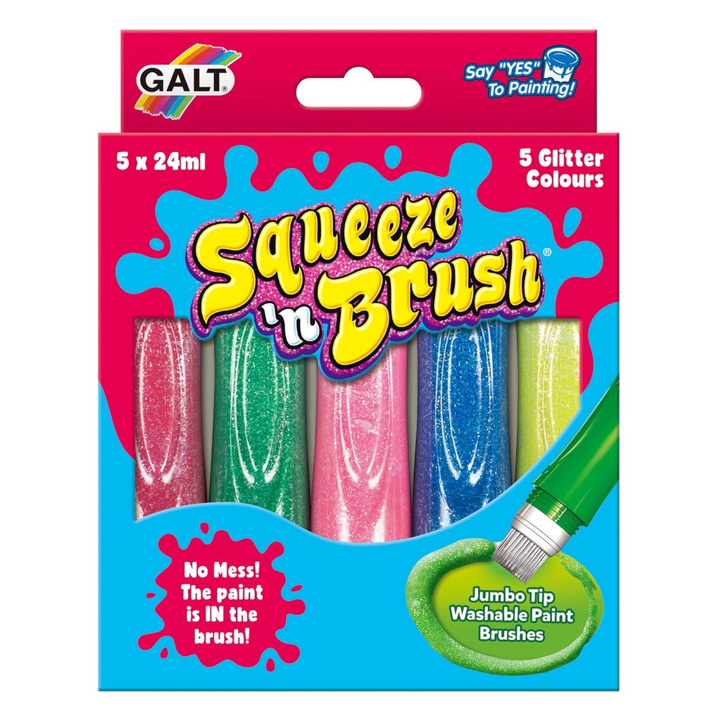 Galt Toys | Squeeze 'n Brush | 5 Glitter Colours | Front View | ChocoLoons