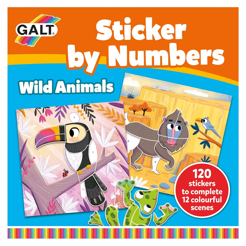 Galt Toys | Sticker by Number | Wild Animals | Front View | ChocoLoons
