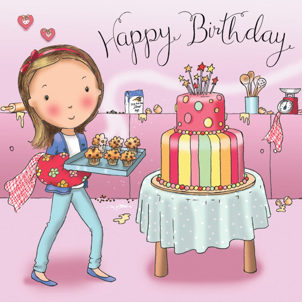 Twizler | Happy Birthday Pink Cakes Card | Chocoloons