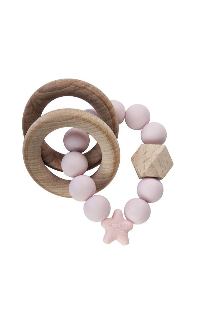 Stellar Natural Wood Teething Bracelet | Pink | Chocoloons