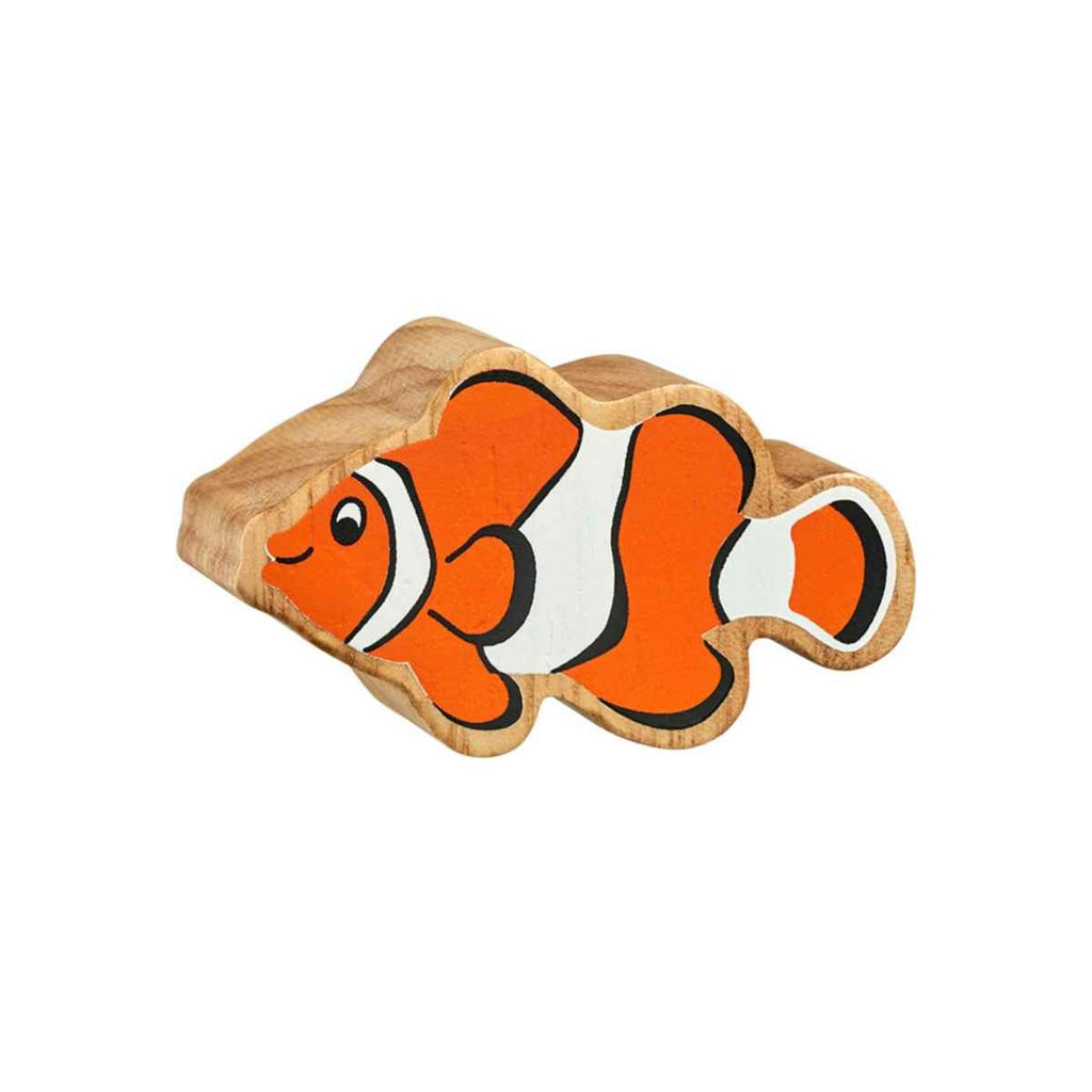 Lanka Kade | Wooden Natural Animal | Orange & White Clownfish | Front View | ChocoLoons