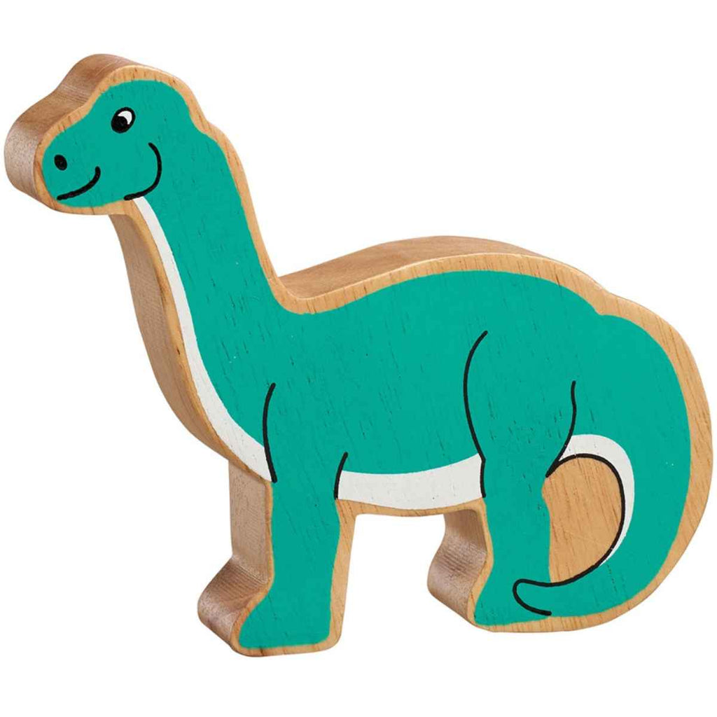 Lanka Kade | Wooden Natural Dinosaur | Turquoise Diplodocus | Front View | ChocoLoons