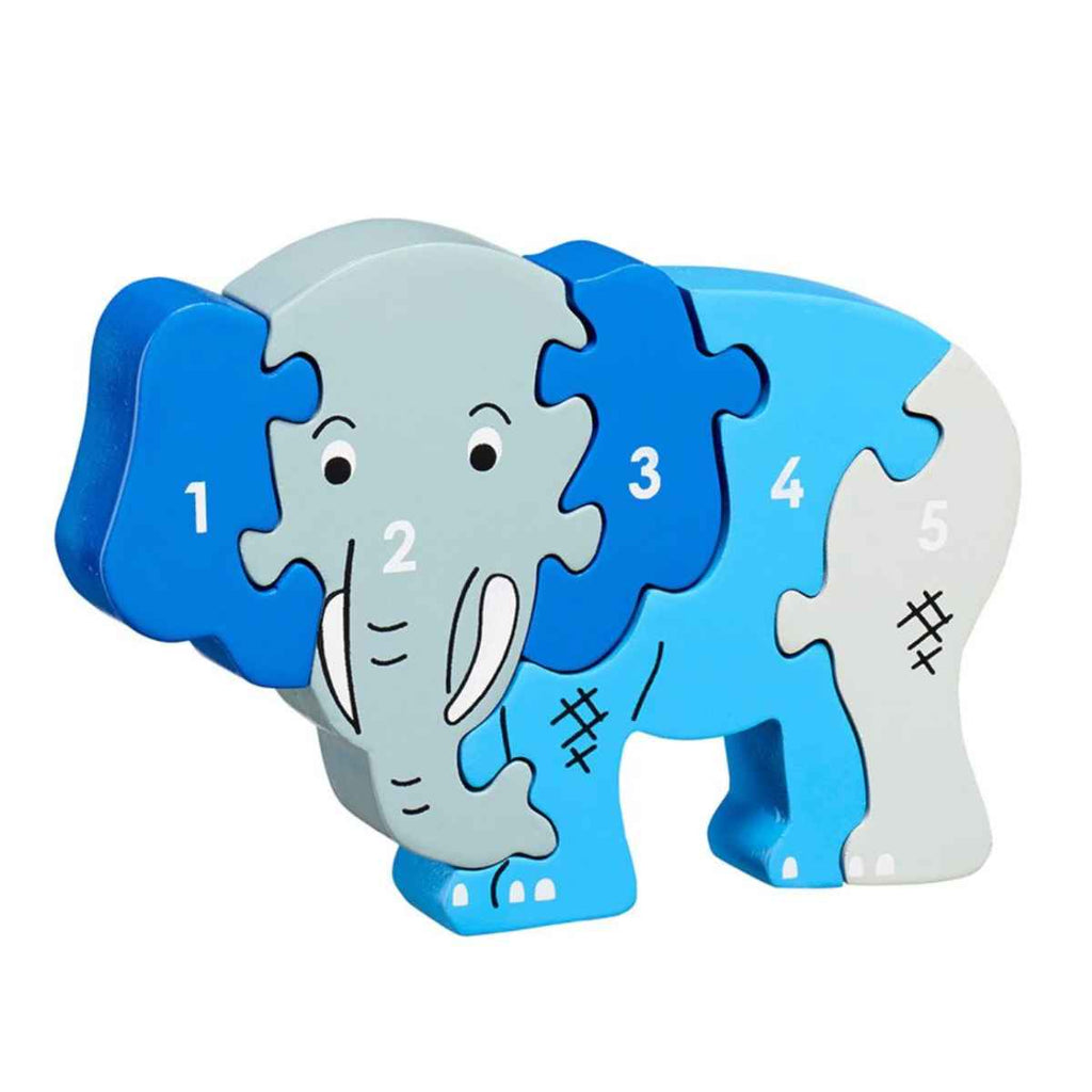 Lanka Kade | Elephant | 1-5  Numbers | Wooden Jigsaw Puzzle | Front View | ChocoLoons