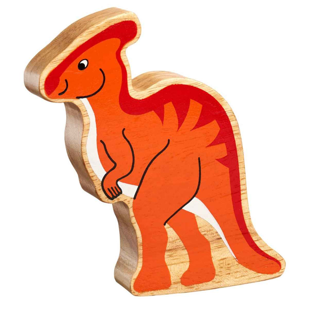 Lanka Kade | Wooden Natural Dinosaur | Orange Parasaurolophus | Front View | ChocoLoons