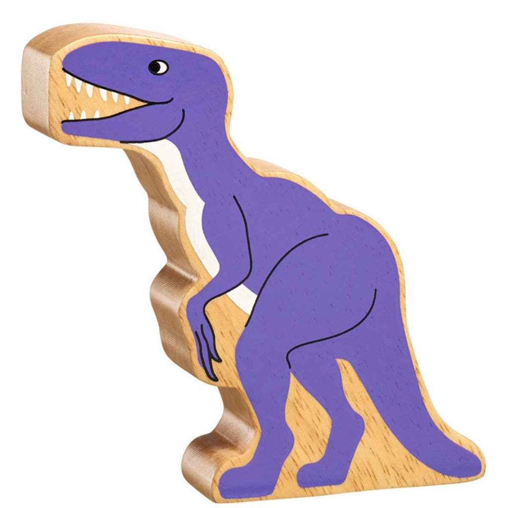 Lanka Kade | Wooden Natural Dinosaur | Purple Velociraptor | Front View | ChocoLoons