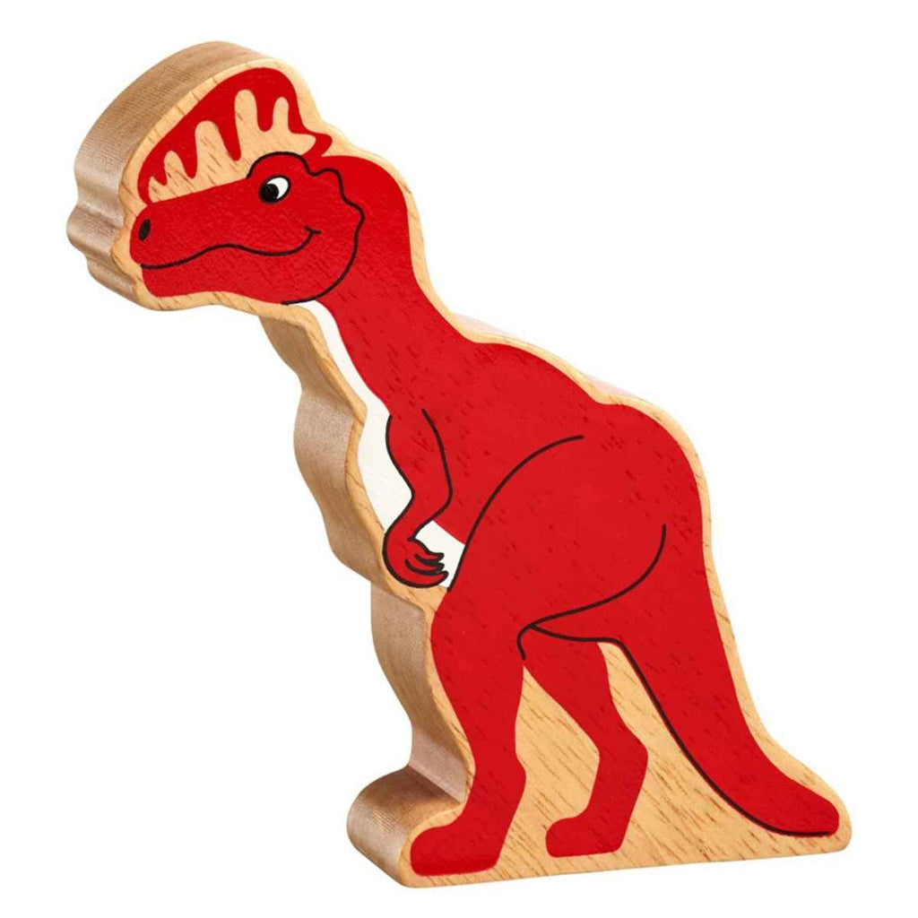 Lanka Kade | Wooden Natural Dinosaur | Red Dilophosaurus | Front View | ChocoLoons