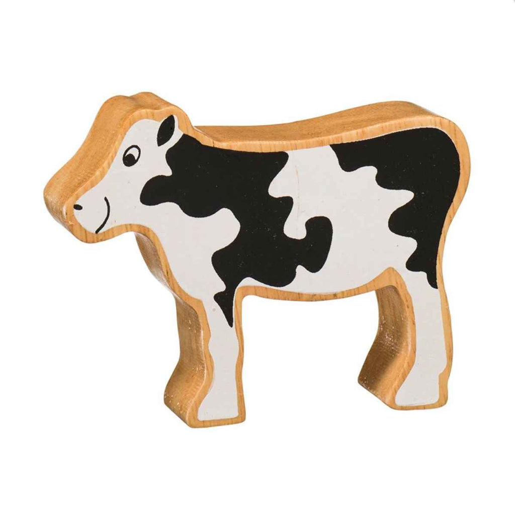 Lanka Kade | Wooden Farm Animal | Black & White Calf | Front View | ChocoLoons