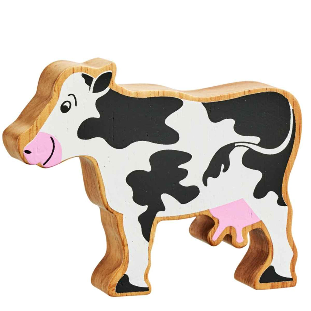 Lanka Kade | Wooden Farm Animal | Black & White Cow | Front View | ChocoLoons