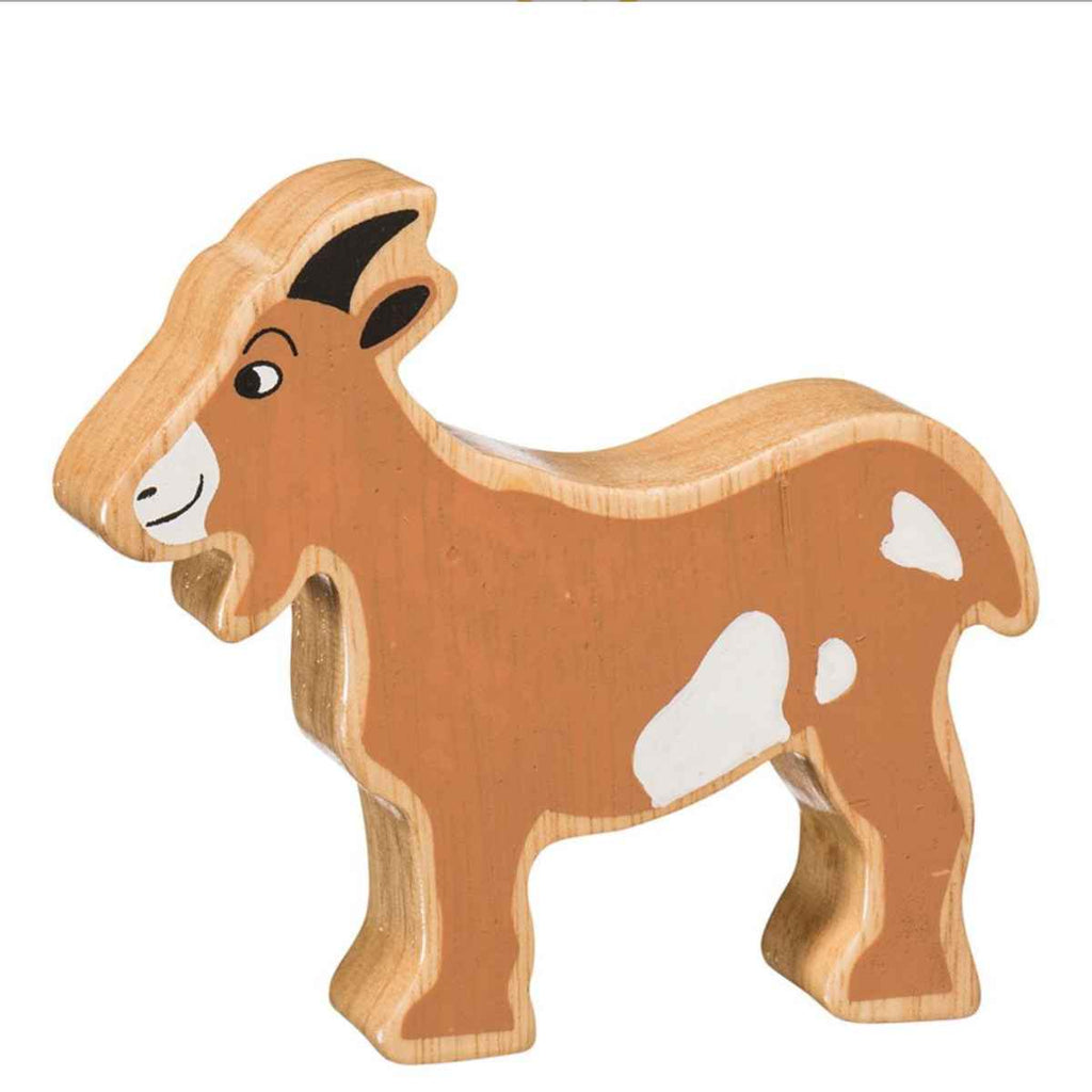 Lanka Kade | Wooden Farm Animal | Brown Goat | Front View | ChocoLoons