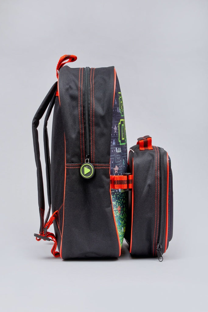 Game Over Backpack With Detachable Lunchbox | Side View | ChocoLoons