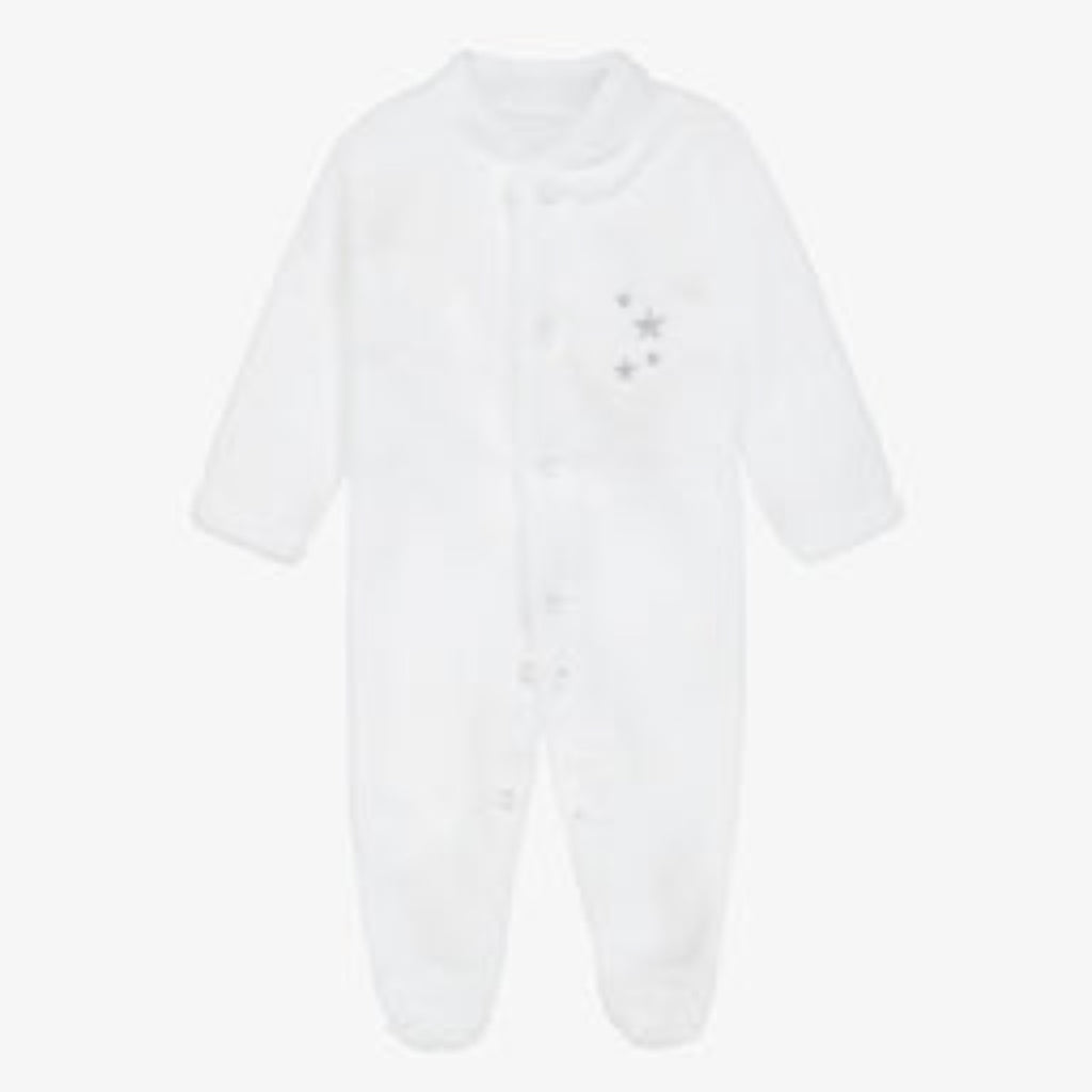 Babidu | White, Fluffy Baby Grow With Star Detail | Chocoloons