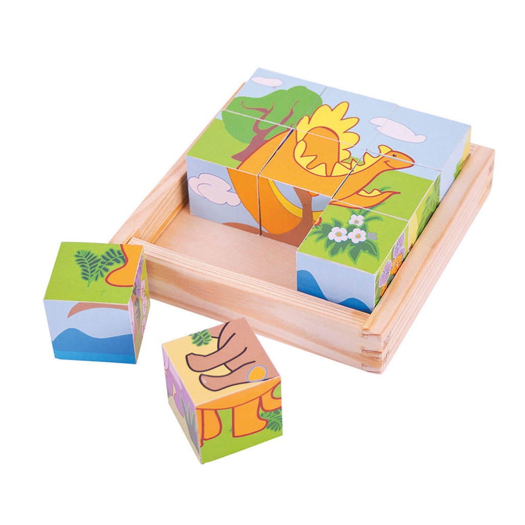 Big Jigs Wooden Dinosaur Cube Puzzle | Chocoloons