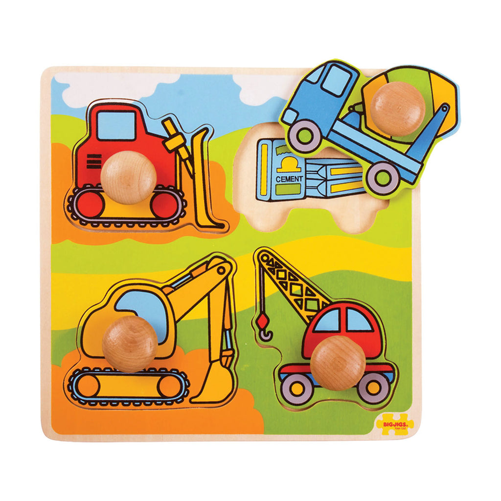  Big Jigs My First Peg Wooden Jigsaw Puzzle | Construction | Chocoloons