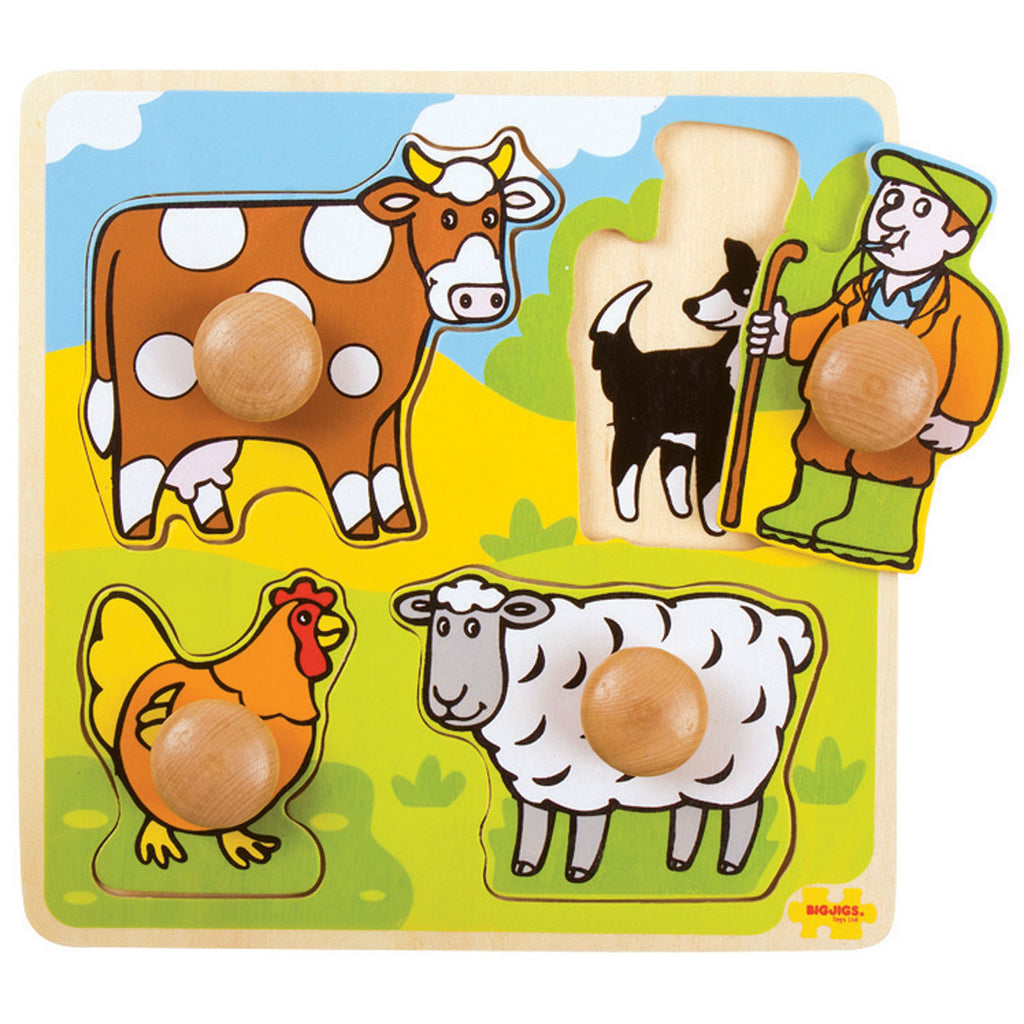 Big Jigs My First Wooden Peg Jigsaw Puzzle | Farm | Chocoloons