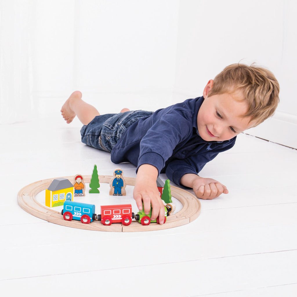 Boy Playing With Big Jigs My First Train Set | Chocoloons