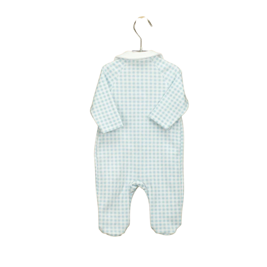 Babidu | Sky Blue And White Gingham Babygrow | Back View | Chocoloons