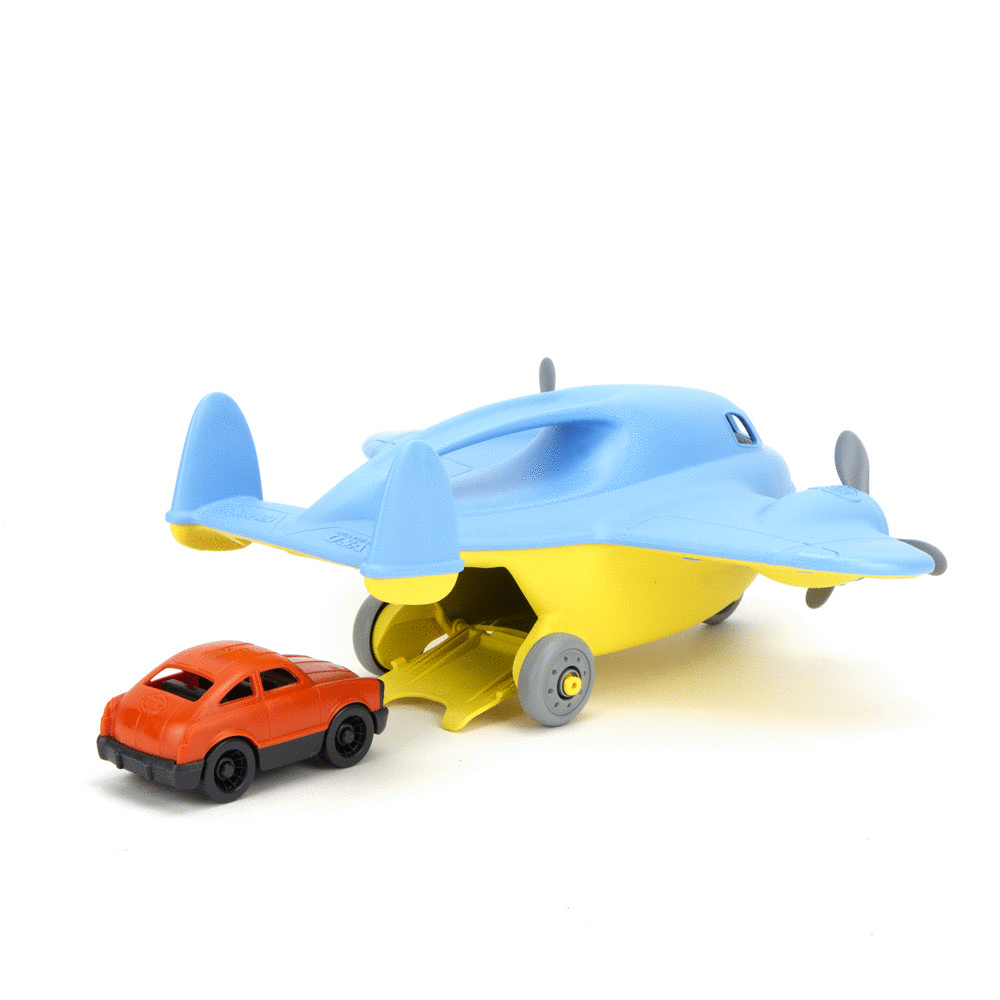 Green Toys Cargo Plane With Car | Blue & Yellow | Chocoloons