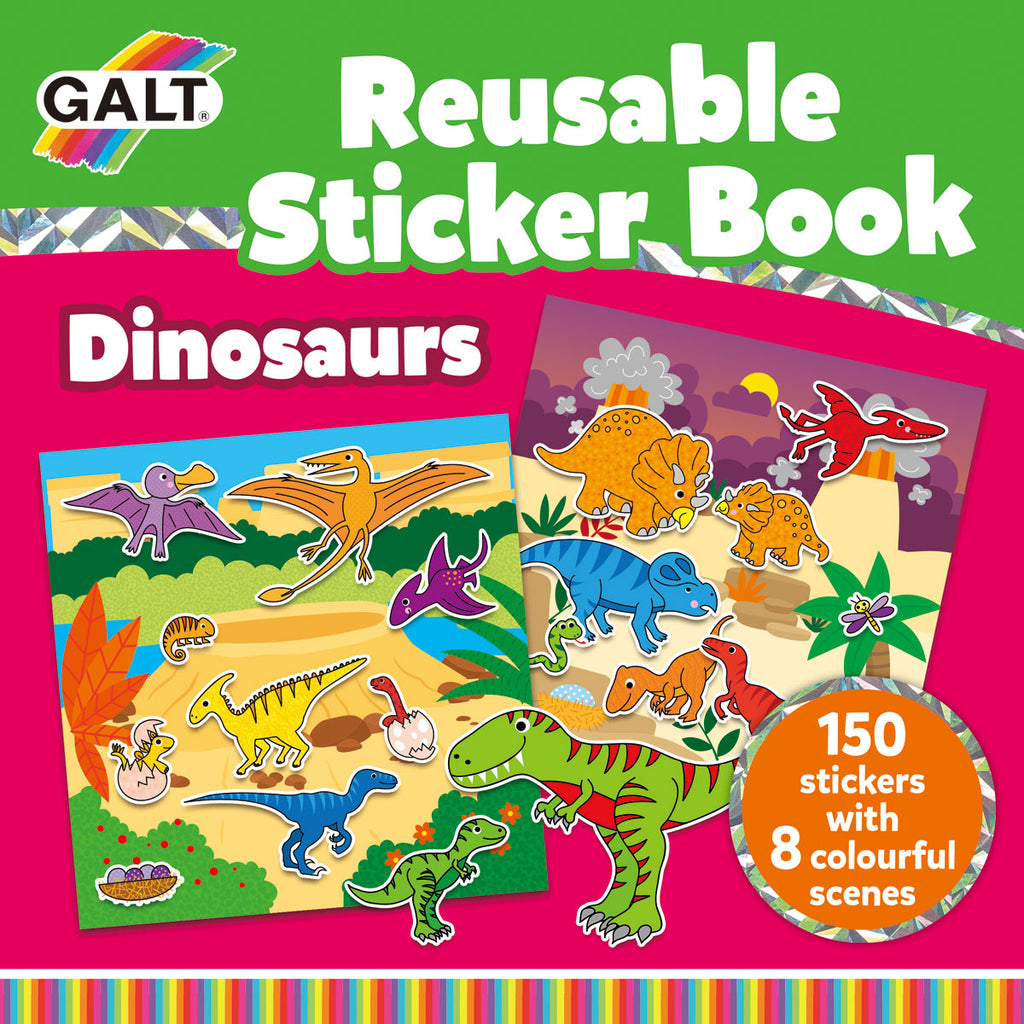 Galt Toys | Dinosaur Reusable Sticker Book | Front View | ChocoLoons