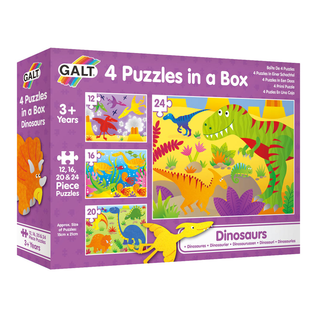 Image of Galt Dinosaurs 4 Puzzles in a Box