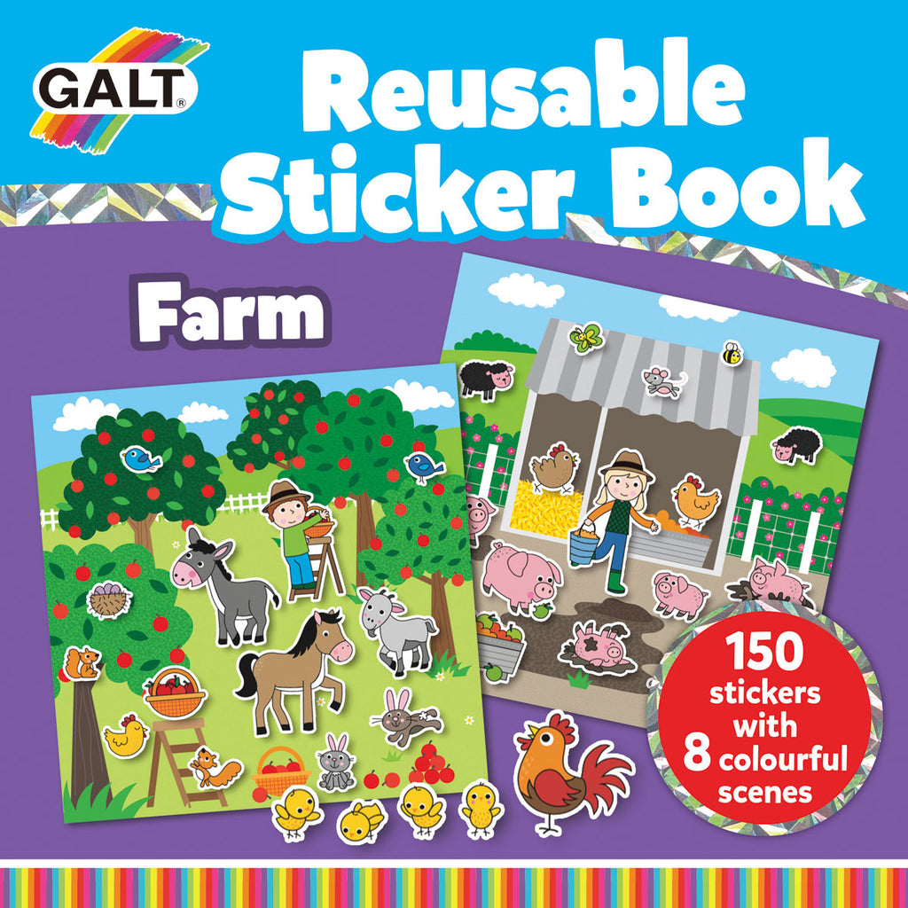 Galt Toys | Farm Reusable Sticker Book | Front View | Chocoloons