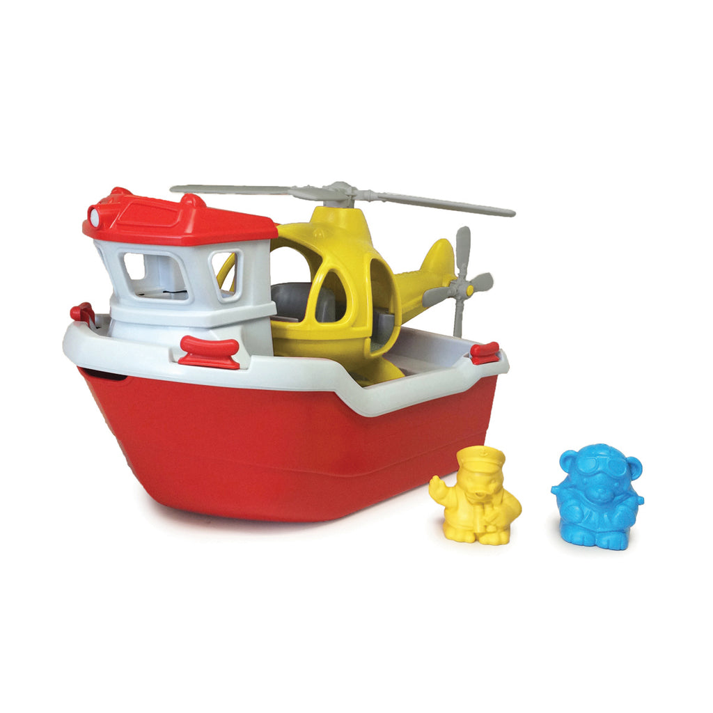 Green Toys Rescue Boat with Helicopter | Chocoloons