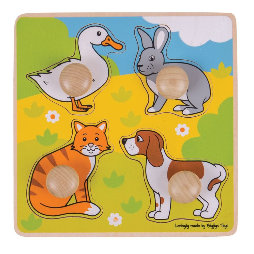 Big Jigs My First Wooden Peg Jigsaw Puzzle | Pet Animals | Chocoloons