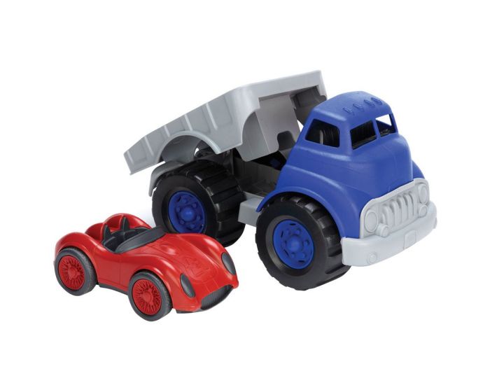 Green Toys Blue Flatbed Truck And Red Race Car | Chocoloons